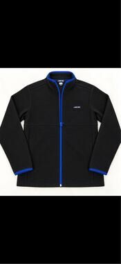 Lands’ End Men’s Medium Full Zip Fleece Jacket Black Blue Trim M 38-40